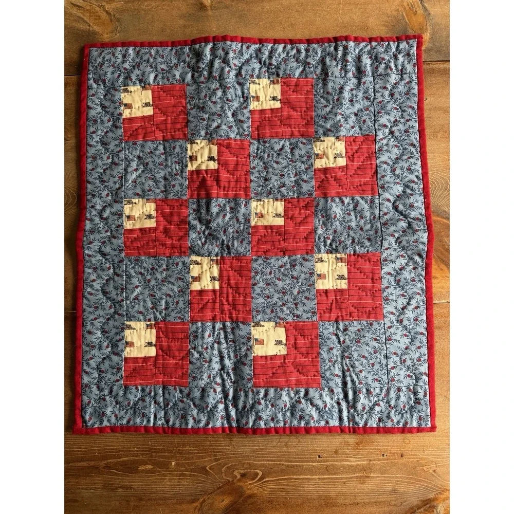 Vintage Patriotic Flag & Stars Primitive Handmade DAUGHTER OF THE UNION 16x18